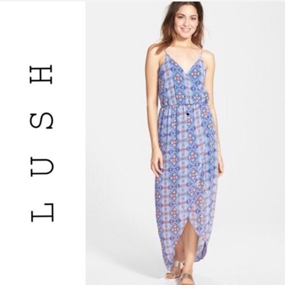 Lush Blue Patterned Maxi Dress
